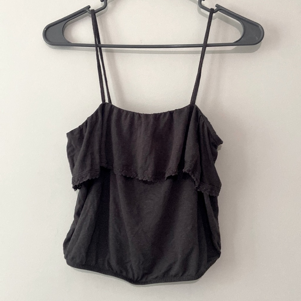 American Eagle Dark Gray Spaghetti Strap Crop Top